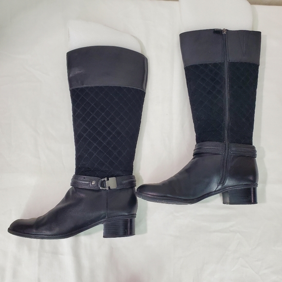 Bandolino BDClassieWomen's Black Tall Side Zip Quilted Riding Boot Size 9.5 - Picture 13 of 15